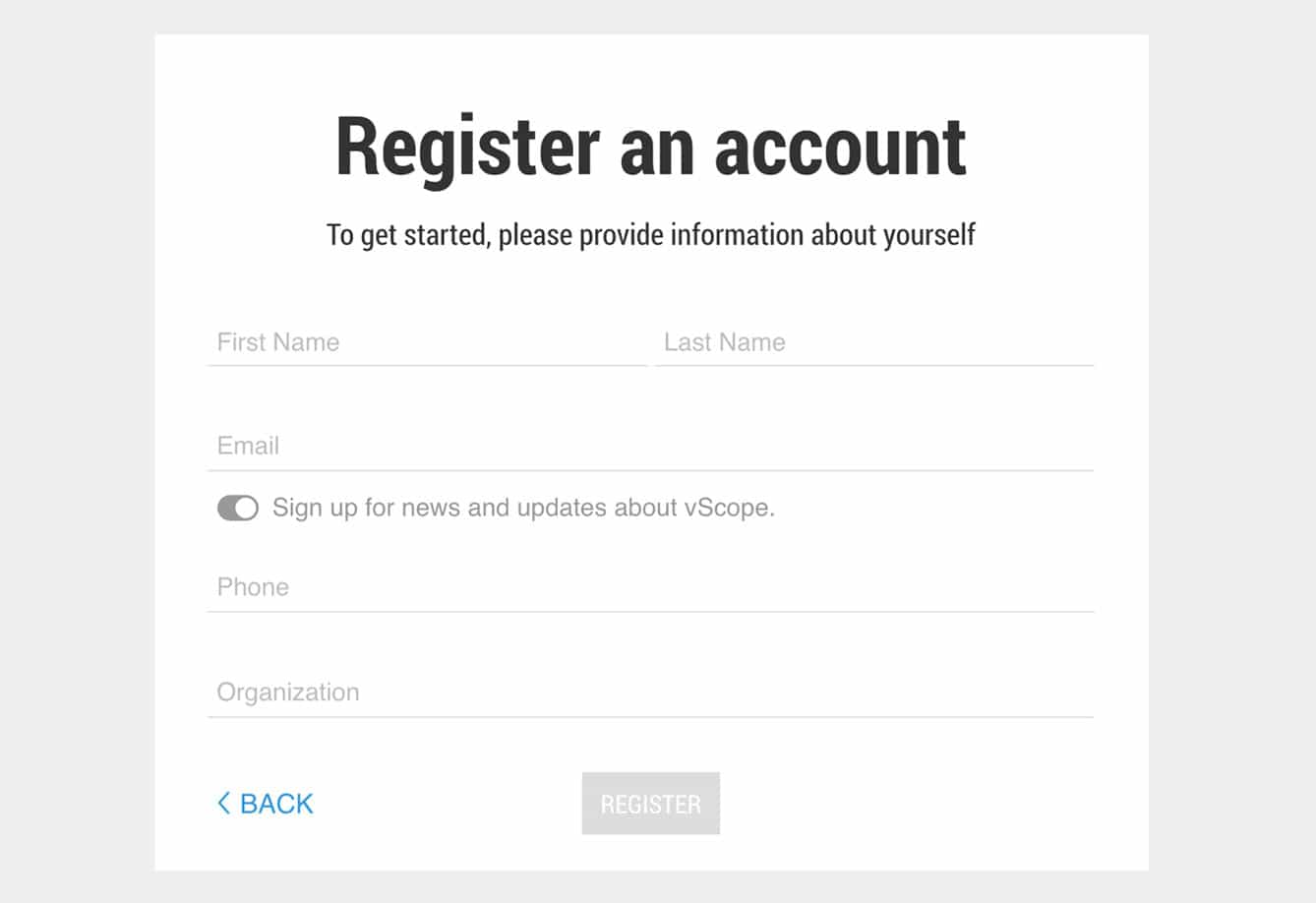 Lets register an account