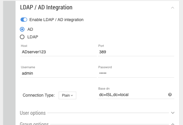 Example of Base DN for ISL.local